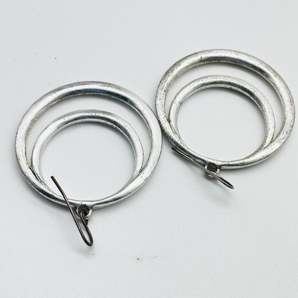 Double Hoop Pierced Earrings Silver Tone Boho Festival Party Hippie Classic - Picture 2 of 8